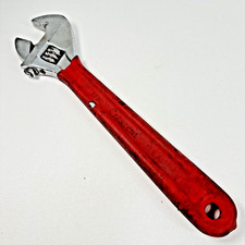 Vintage Crescent 12” Adjustable Wrench Red Cushion Grip Heavy Made In USA Read