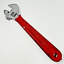 Vintage Crescent 12” Adjustable Wrench Red Cushion Grip Heavy Made In USA Read