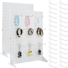 2 Pcs Metal Pegboard Display Stand with 30 Peg board Hooks, Tabletop Pegboard...