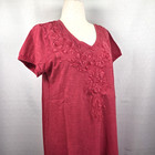 Coldwater Creek Sleep Shirt Women's Petite XL Fresh Red Embroidered Style #21780