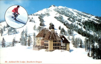 Mt Ashland Oregon Ski Lodge Winter Sports c1950-60s Vintage Postcard