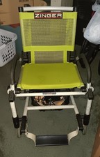 Zinger Green Power Folding Wheelchair w/ Basket, Battery, Charger No Key