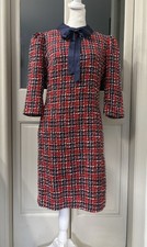ALEXIA ADMOR Camilla Red Plaid Tweed Sheath Dress Size 6 Lined