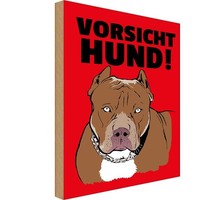 Holzschild 18X12 Cm Vorsicht Hund Tier Haustier Deko Geschenk Holz Schild