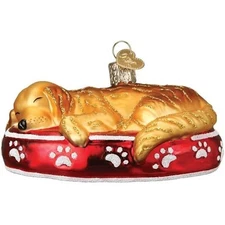 Old World Christmas Blown Glass Ornament, Sleepy Golden Retriever