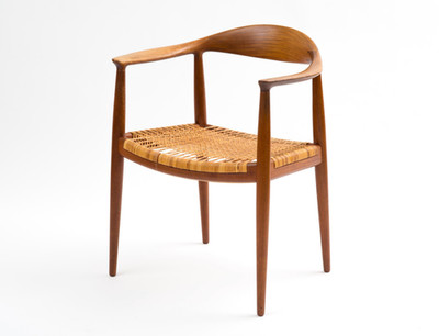 Hans J Wegner Chair model JH501 with original cane seat manufactured in Denmark
