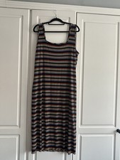 F&F Black with multicoloured stripes Stretch Summer Dress Size 20 generous fit