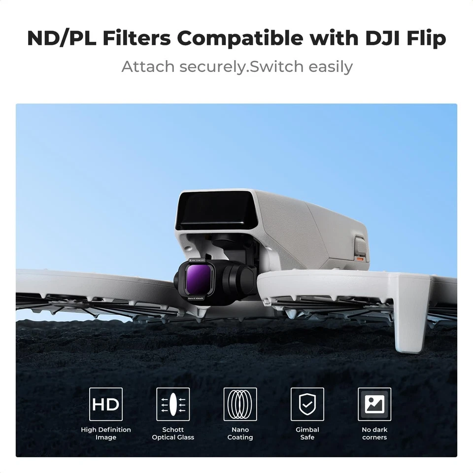 K&F Concept 4pack ND8&PL, ND16&PL, ND32&PL, ND64&PL 2in1 Filter Kit for DJI Flip - Image 2 of 4