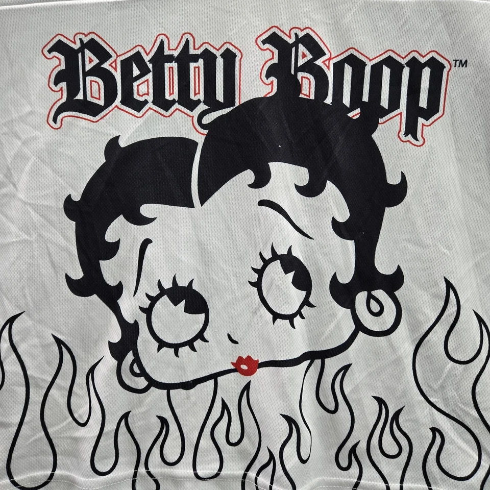 Camiseta Betty Boop para mujer XL blanca gráfica 30 Fleischer Studios Flames Foto 3 de 4
