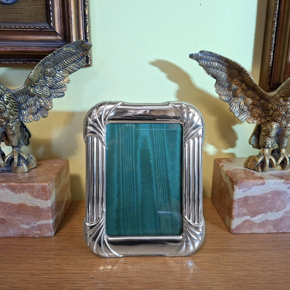 Antica Cornice Portafoto in Argento 925 massiccio anni 70 x foto cm 9x13 Vintage - Immagine 3 di 4