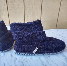 MUK LUKS COZY BLACK CHENILLE ANKLE BOOTIE SLIPPERS WOMENS LARGE 9 10