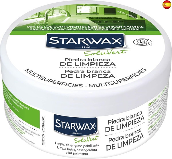 Starwax Piedra blanca de limpieza multiusos - 100 % de origen natural - Limpia,