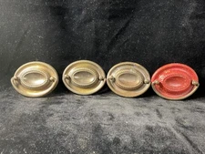 Vintage brass empire oval drop ring drawer pulls (4pcs) #10