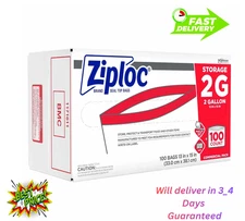 Pinch and Seal Storage Bags, 2 Gallon, 100 Count