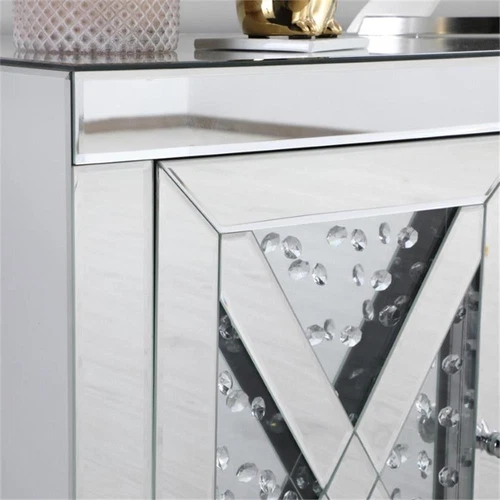 Elegant Decor Modern 2 Door 59" Clear Crystal Mirrored TV Stand - Picture 10 of 11