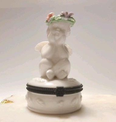 Cherub Angel Hinged Trinket Box Thinking Angel Hinged Valentine's Day 