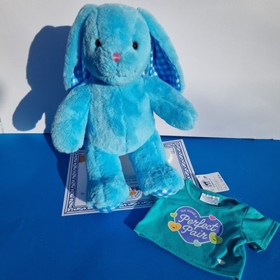 BUILD A BEAR blau Gingham Pawlett Hase Kaninchen & perfektes Paar T-Shirt neu mit Etikett 