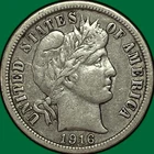 1916 Barber Dime Silver Choice Very Fine VF+ Coin #33541