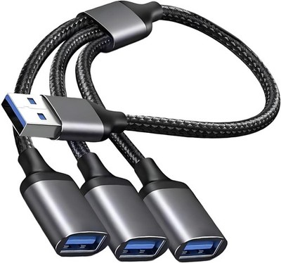 USB Splitter 1 zu 3 USB Y Kabel 1 Stecker zu 3 Buchse für Strom und Daten Übertr