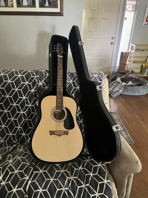 #ad Peavey Acoustic Guitar Natural Wood Six String With Hard Case $125.00