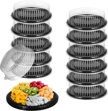 12 Pack Catering Trays with Lids, round 12 Inch Veggie Tray with Lid, Disposable