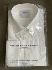 Charles Tyrwhitt Cuffley White Poplin Non Iron Slim Fit Dress Shirt 16.5/36