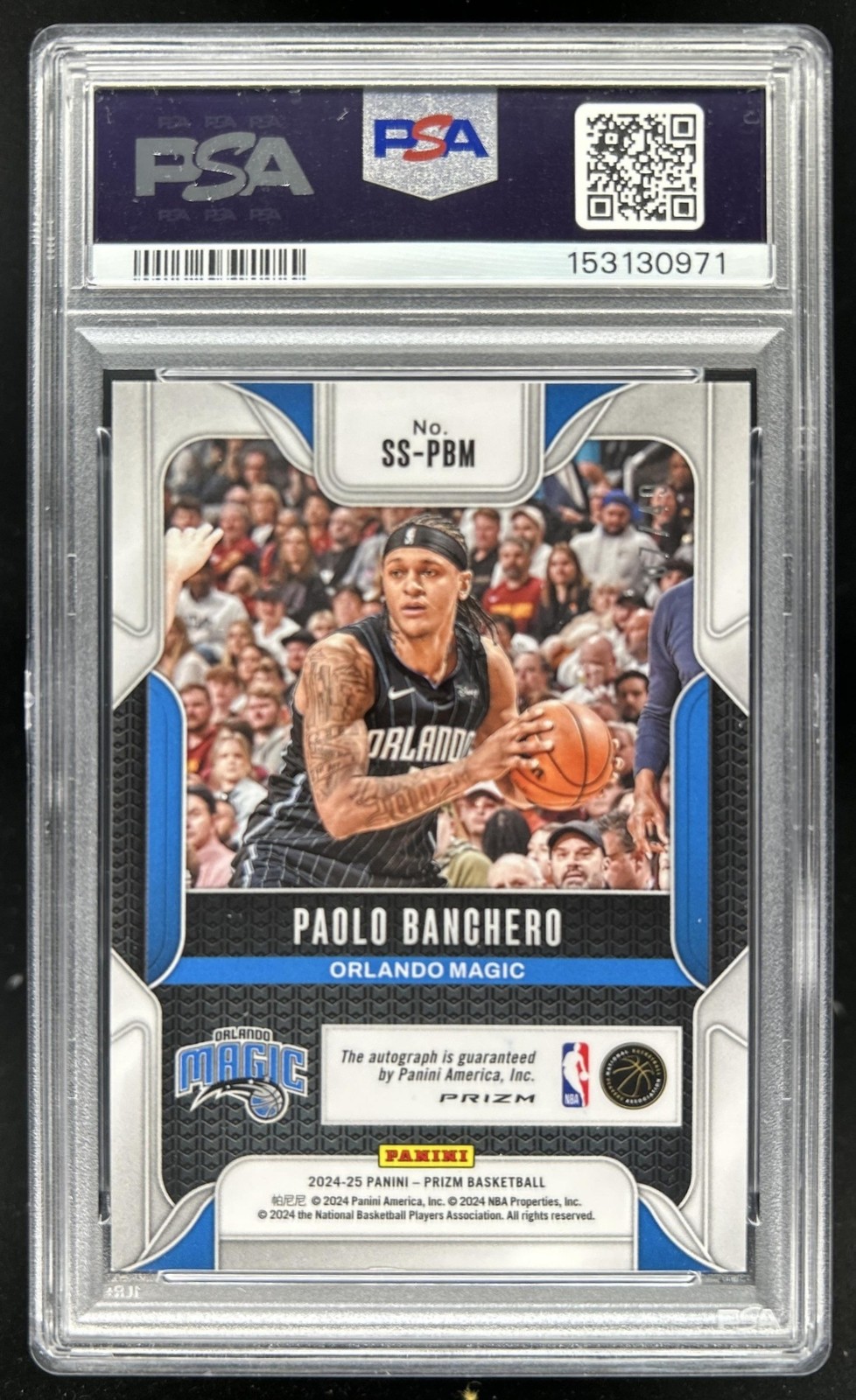 2024-25 Panini Prizm Paolo Banchero Sensational Signatures Blue Auto #/49 PSA 9 view 2