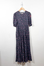 Scamp And Dude Dress Size 12 Grey Midi Animal Print Leopard Tiered Long