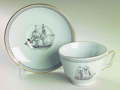 Spode Trade Winds Black London Cup & Saucer 6139036