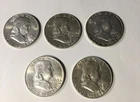 Lot Of 5 (Five) 1963 90% Silver Franklin Half Dollar Coins