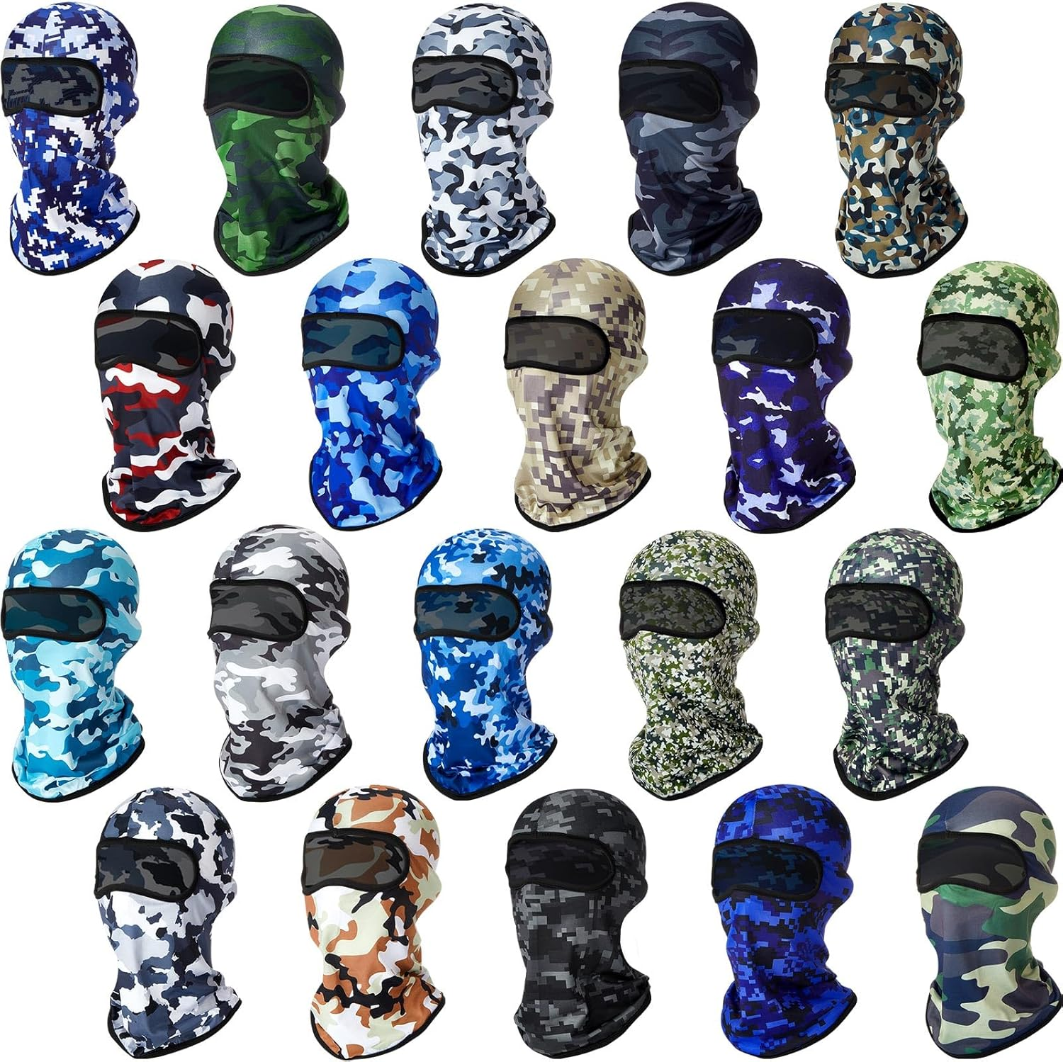 20Pcs Balaclava Ski Mask UV Protection Full Face Cover for Men & Women