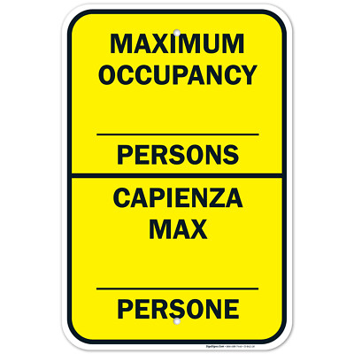 Maximum Occupancy Persons Sign,