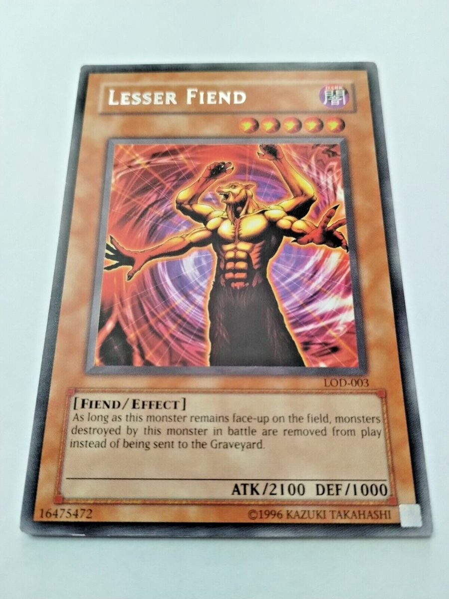 Yu-Gi-Oh! Lesser Fiend Legacy of Darkness LOD-003 Unlimited Rare - Corner Wear Yu-Gi-Oh! Lesser Fiend Legacy of Darkness LOD-003 Unlimited Rare - Corner Wear