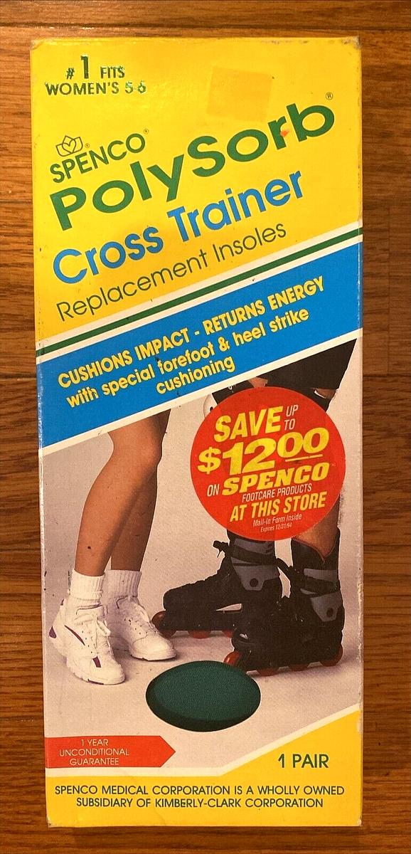 Spenco PolySorb Cross Trainer Replacement Insoles Womens Size