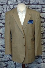 Jos. A. Bank Men's Beige Brown Gray Plaid Wool Sport Coat Blazer 46L 46 Long