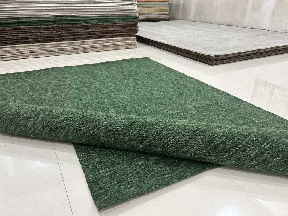 '8x10'|'9x12'| Hand-Tufted Green Wool Area Rug: Modern Living Room Carpet - Image 4 of 4