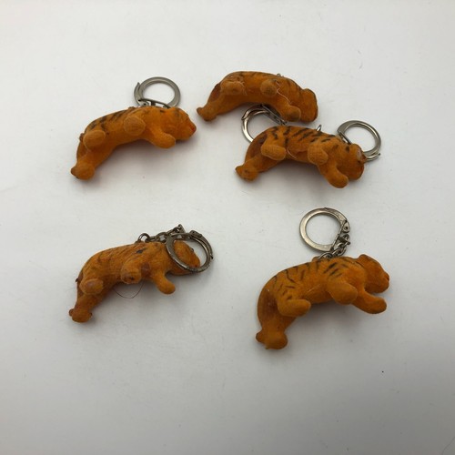 Flocked Tiger Fob Keychain Vending Prize Scarce Vintage Lot Of 5 As Is Unusual - Picture 7 of 14