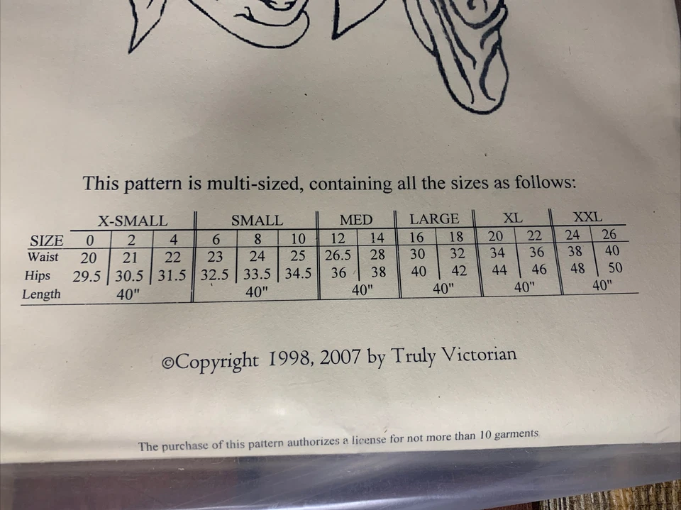 Truly Victorian Sewing Pattern TV324 Long Draped Overskirt Skirt - Image 3 of 3