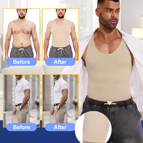 Herren Schlankheitsunterwäsche Bauchkontrolle Body Shaper Hi-Kompression Skinny Body - Bild 18 von 26