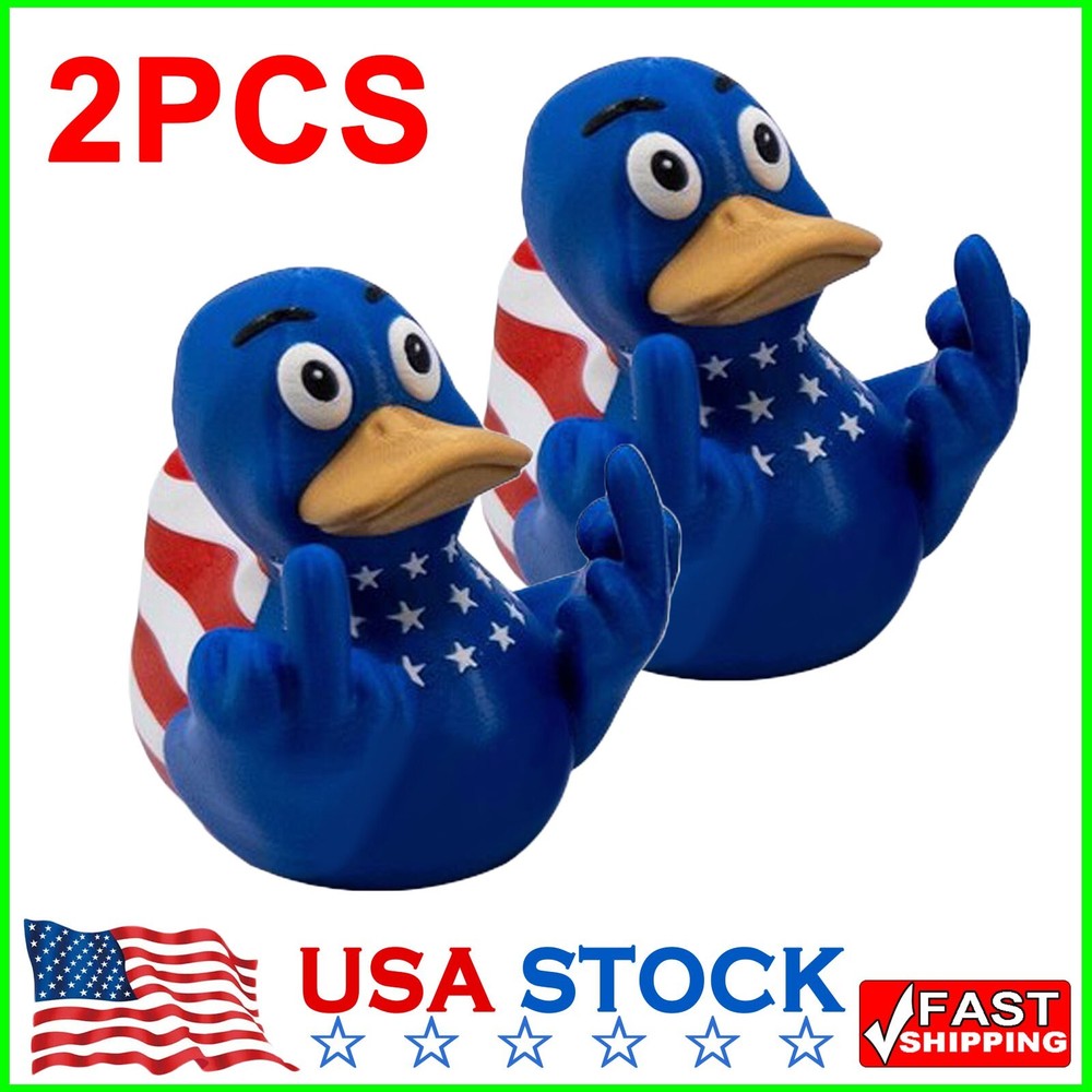 2Pcs Funny Middle Finger Duck, Unique Middle Finger Rubber Duck Figurines Prank