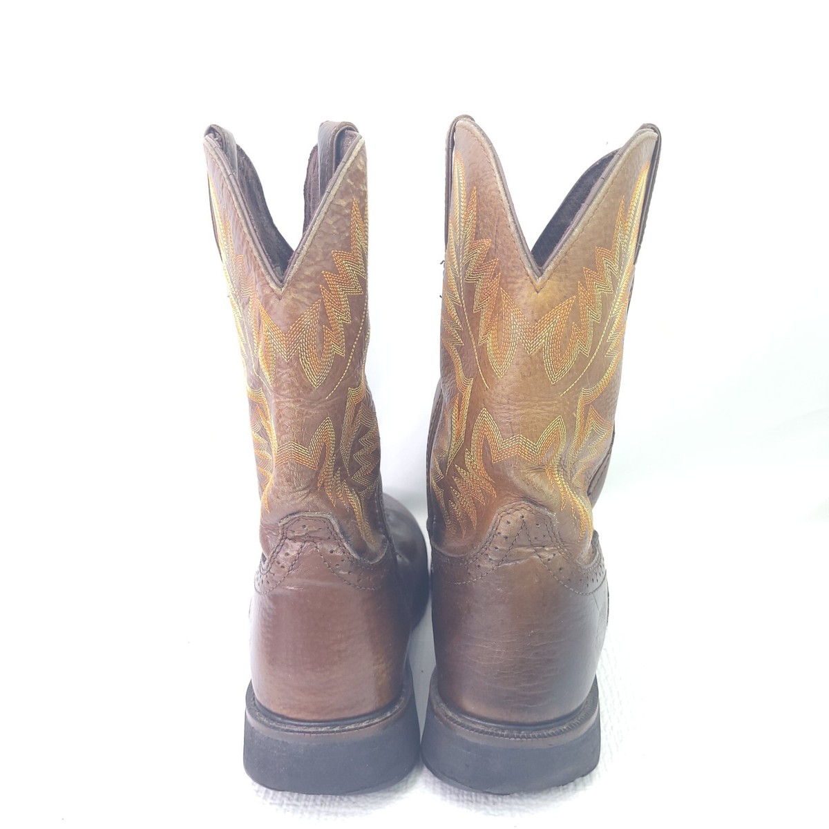 Justin Work Western Cowboy Boots WK4655 Brown Leather Pull On Shoes Size 10.5 D Justin Mens Bay Leather Work Boots Rugged Gaucho J-Max Pull  main image 4