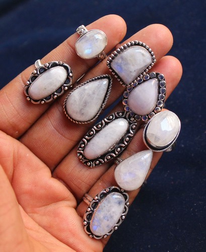 Moonstone Gemstone Rings Handmade Rings Silver Overlay Rings For Women T@-18 - Picture 5 of 12