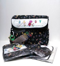 Vintage EK Baby Bottle Diaper Bag Set with Rattles Polka Dots Black  Bonus New