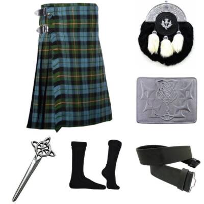 Herren Waffe alt schottisch 5 Yard traditioneller Kilt komplettes Outfit