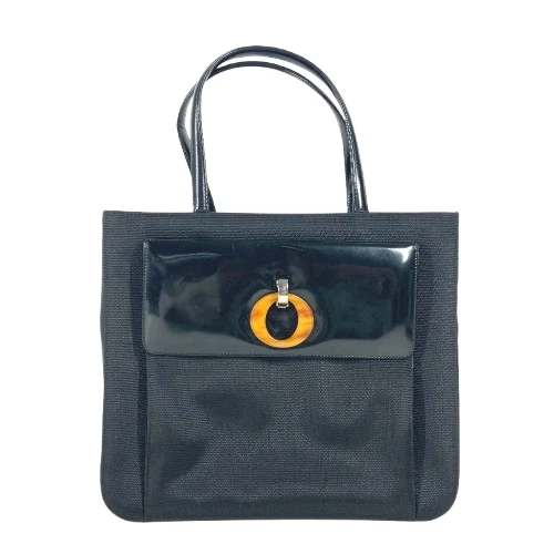 Sac fourre tout Christian Dior bandoulière vintage noir crin de cheval fermeture éclair femme