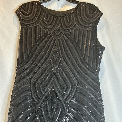 Vestido Babeyond con Cuentas Negro Impresionante Flecos LG Brillo Brillante - Imagen 3 de 8