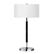 Henn&Hart 14" Black/Polished Nickel Metal/Fabric Table Lamp B033