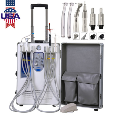 Portable Dental Delivery Unit Cart Air Compressor Suction Scaler/Handpiece 4Hole