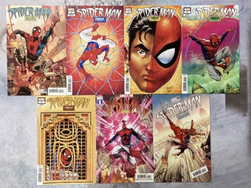 SPIDER-MAN INDIA #1 SET OF 7 1:25 ASRAR REILLY LIM VARIANT MARVEL COMIC BOOK BA