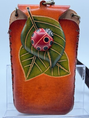 Ladybug Leather Wristlet/Cross Body Purse.